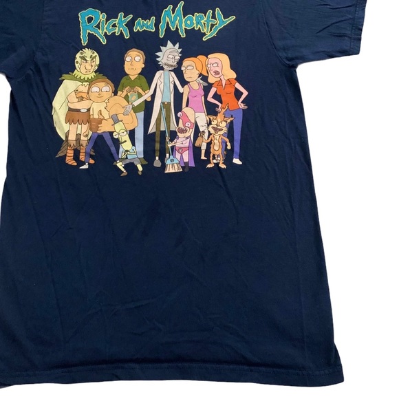 ❌SOLD❌ Cartoon Network Rick & Morty Mens Tshirt Short Sleeve Navy Blue Tee Small - Picture 4 of 6